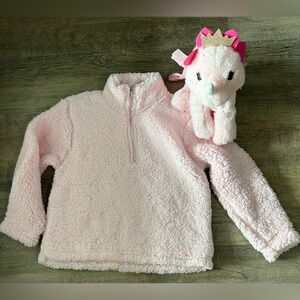Girl’s Sherpa 1/4 Zip Pullover & Unicorn Princess Purse